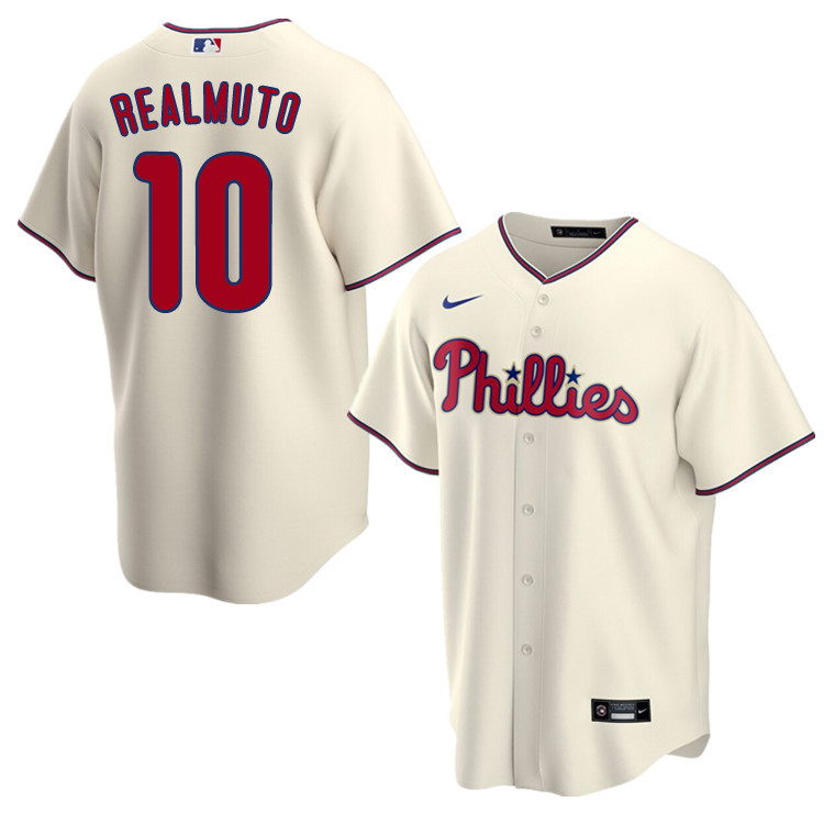 Nike Men #10 J.T. Realmuto Philadelphia Phillies Baseball Jerseys Sale-Cream